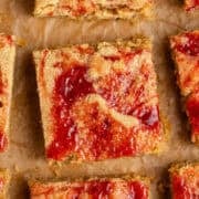 Peanut Butter and Jelly Bars from above close up