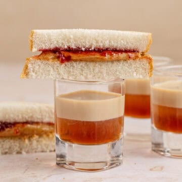 Peanut Butter and Jelly Shot up close