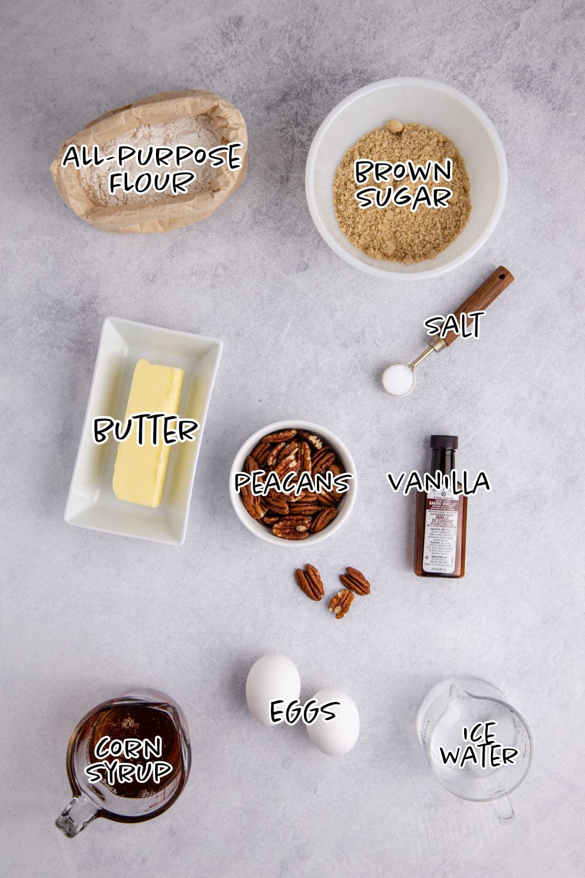 Pecan Tarts Ingredients on a counter