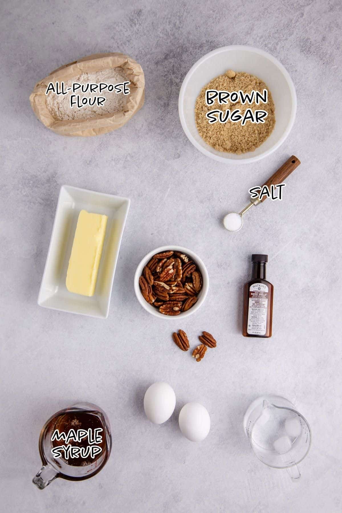 Pecan Tarts Ingredients on a counter
