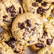 Pistachio Chocolate Chip Cookies up close
