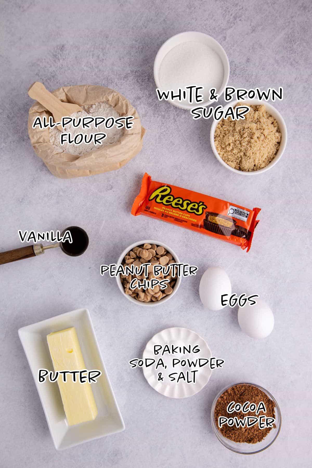 Reese's Peanut Butter Cookies Ingredients on a Counter