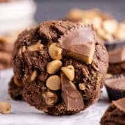 Reese’s Peanut Butter Cookie on parchment paper close up