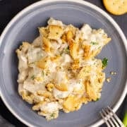 Ritz Cracker Chicken Casserole on a plate
