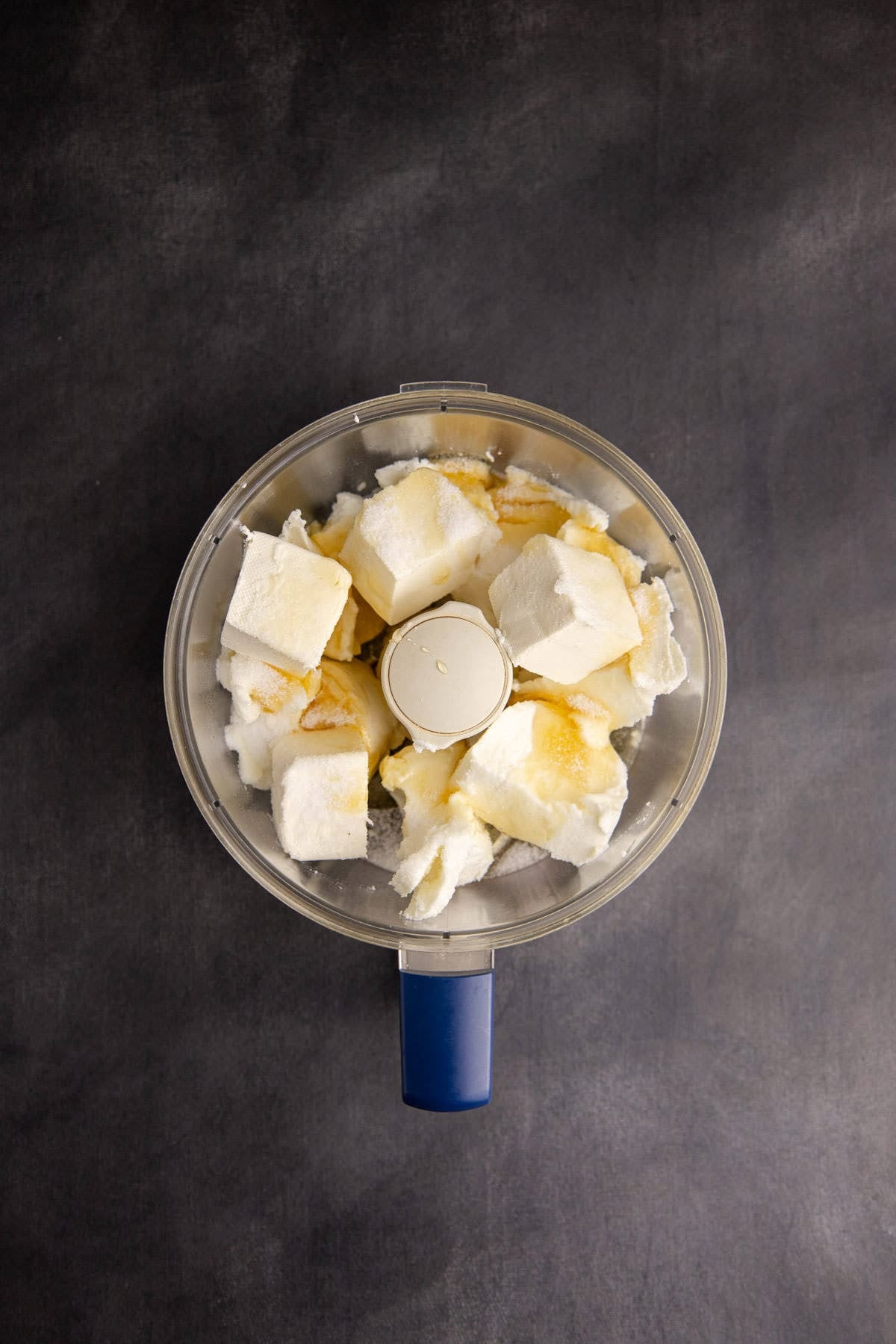 Whipped Goat Cheese ingredients in a food processor