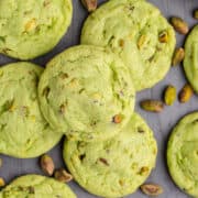 Stack of Green Pistachio Pudding Cookies with Pistachio Pieces