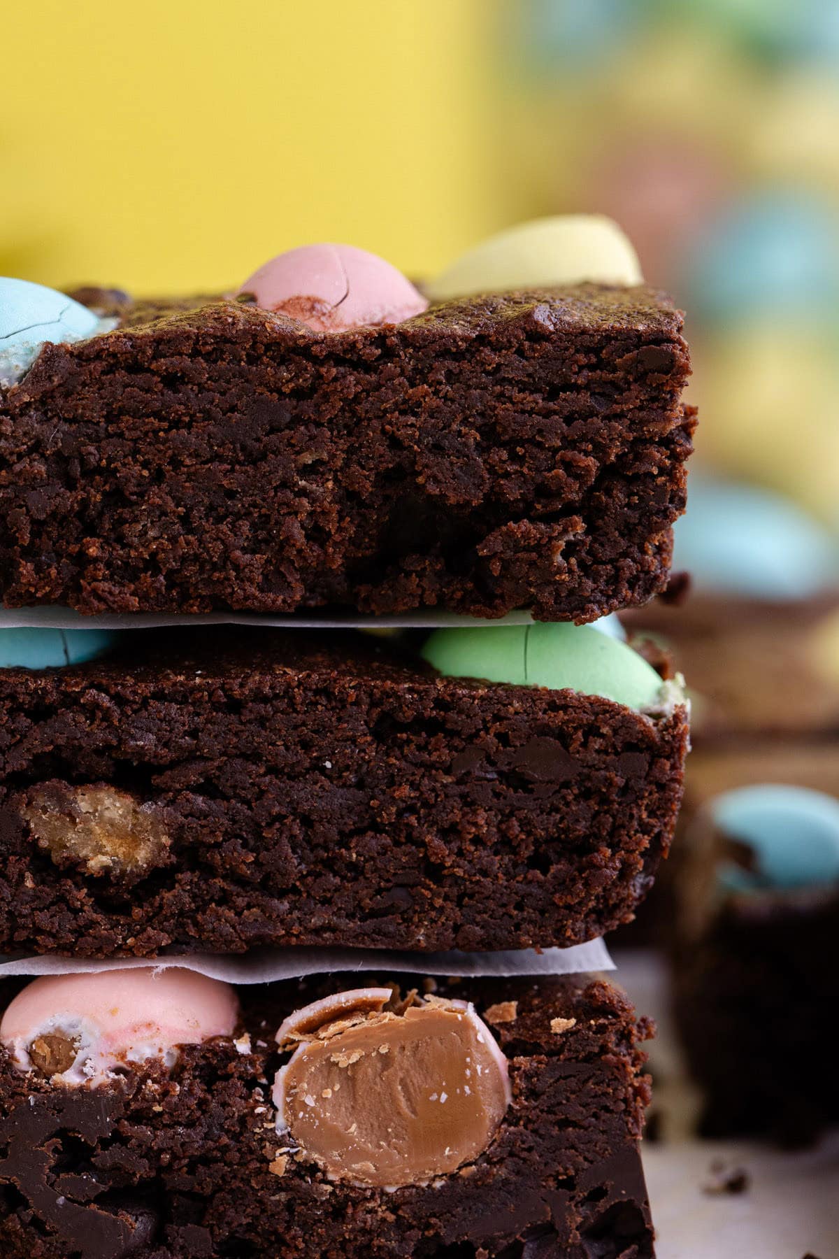 Easter Brownies stacked and up close
