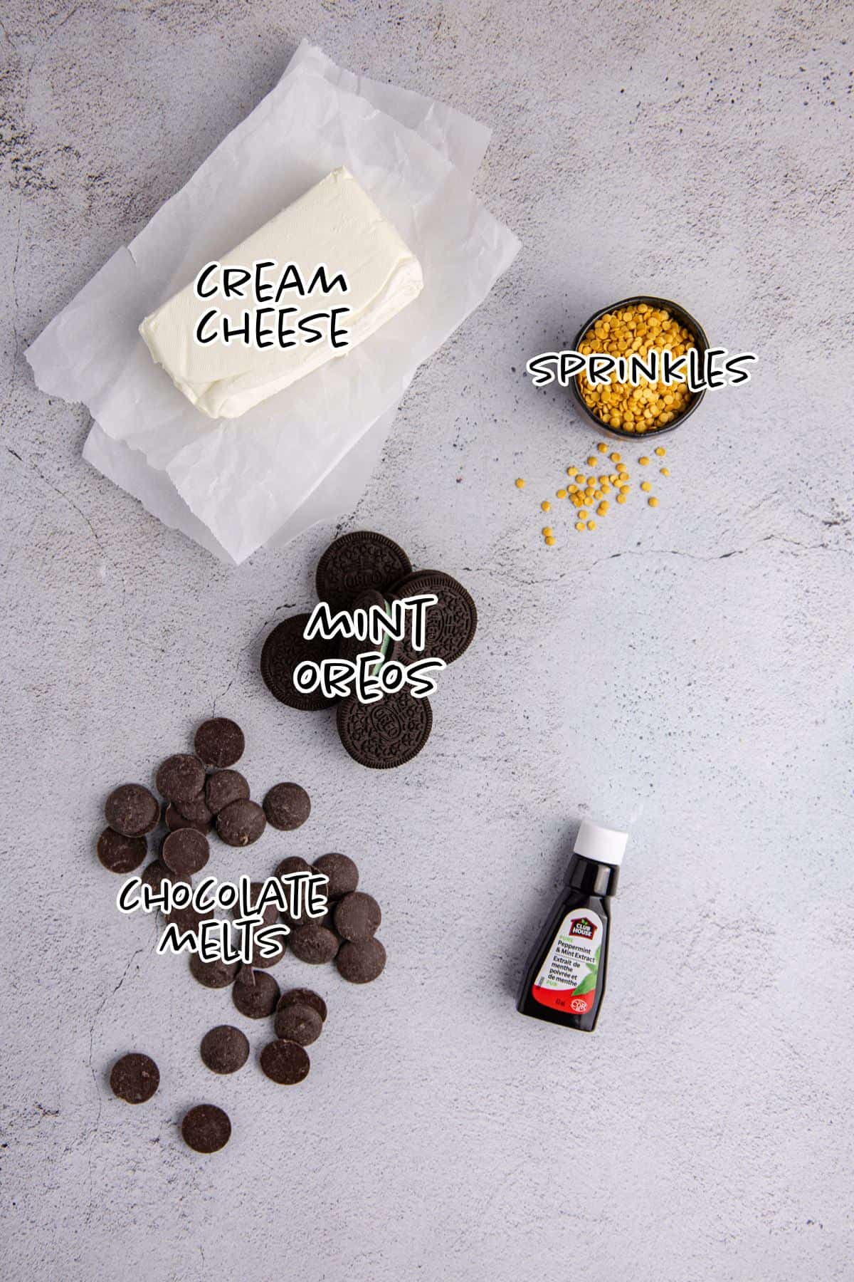 Mint Truffles Ingredients on a counter