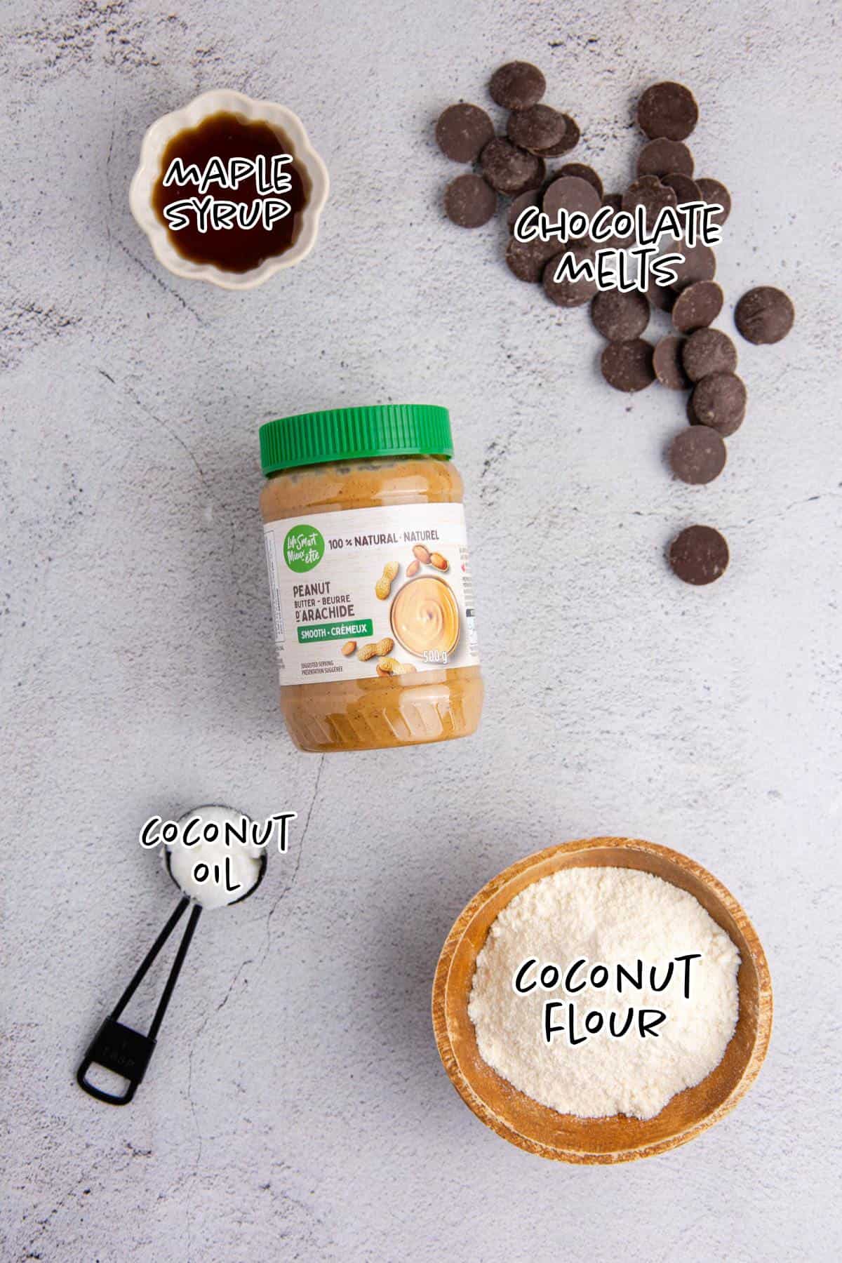 No Bake Peanut Butter Bars Ingredients on a Counter