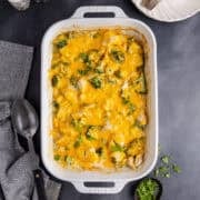 Chicken Broccoli Casserole with Rice from above in the baking dish
