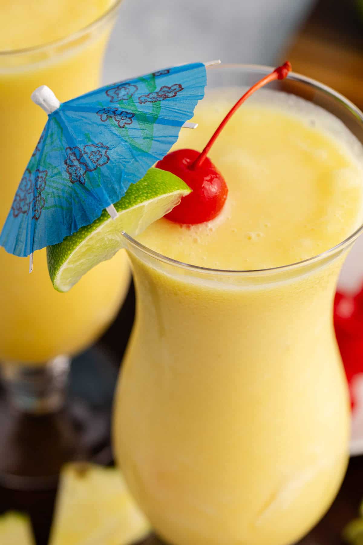 Close up of a Non Alcoholic Frozen Pineapple Daiquiri
