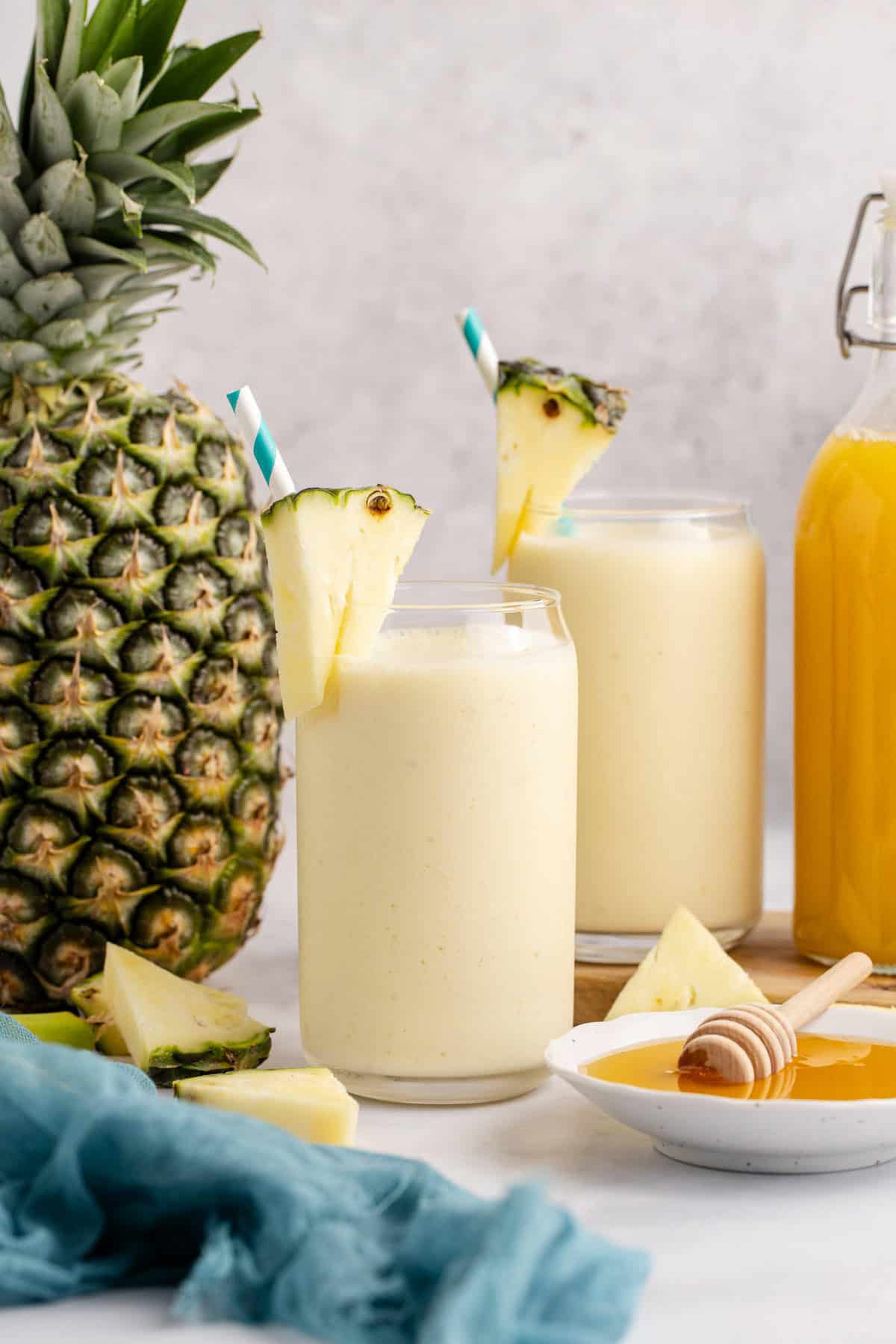 Pineapple Banana Smoothie with Coconut Milk in a glass