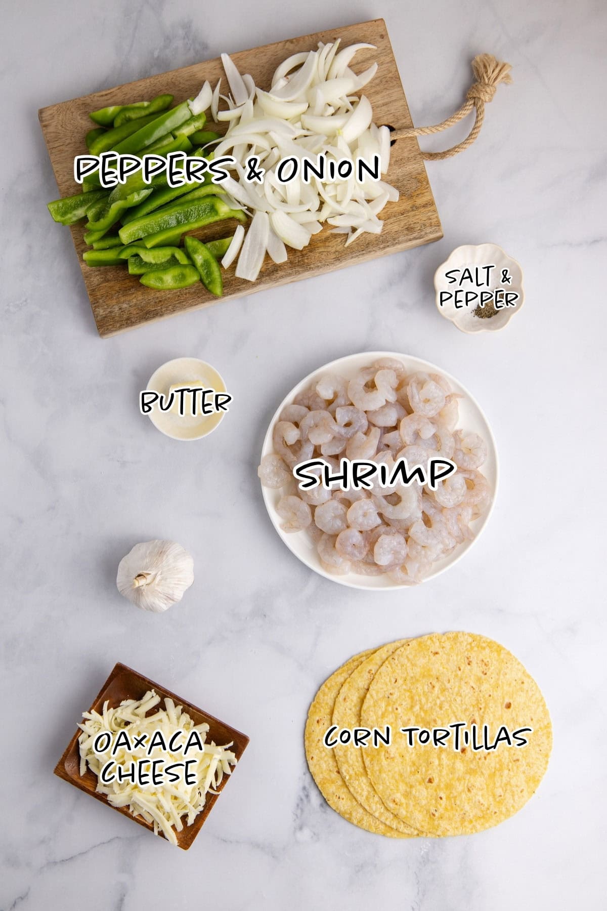 Tacos Gobernado Ingredients on a counter