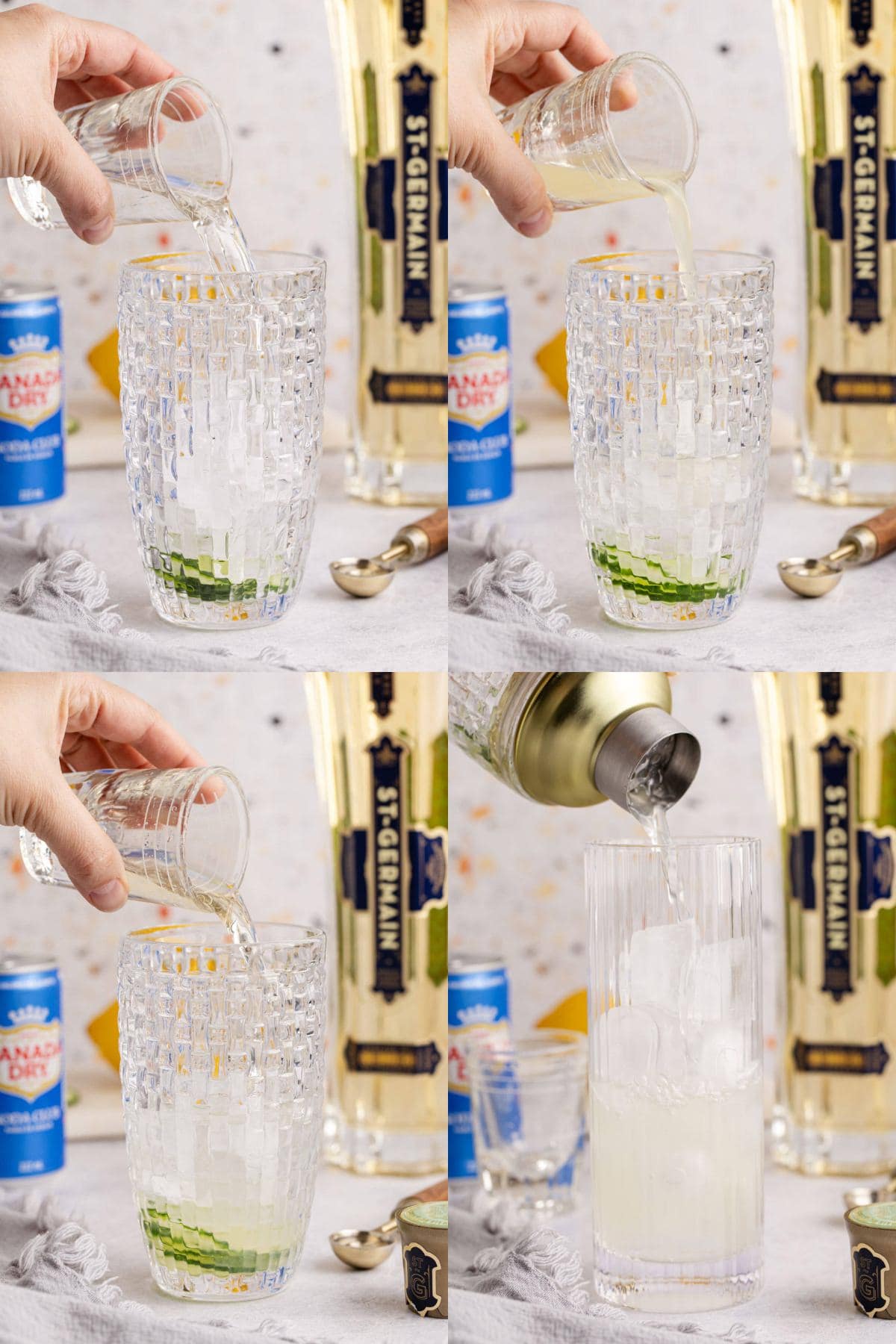 Cucumber Agua Fresca being made on a counter