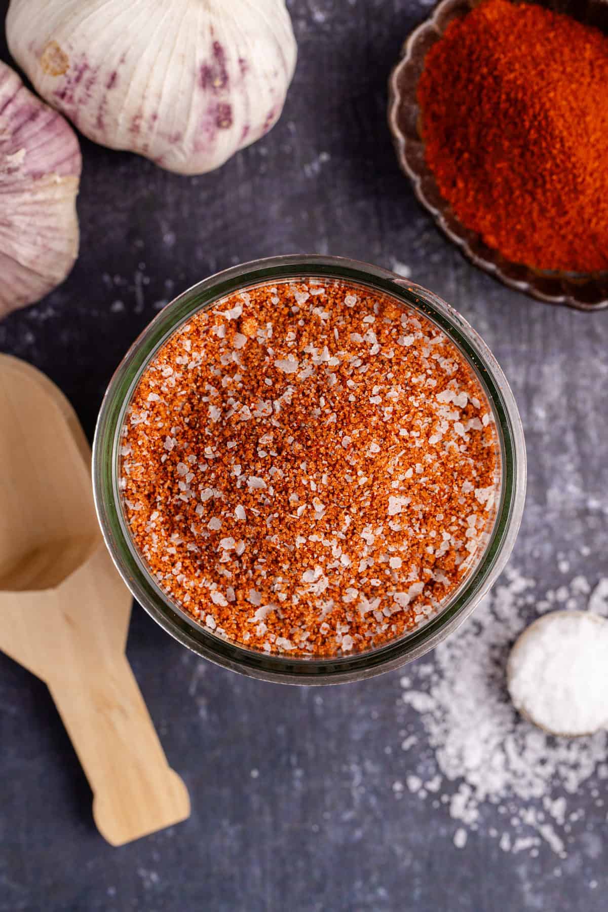 Brisket Rub in a small mason jar from above