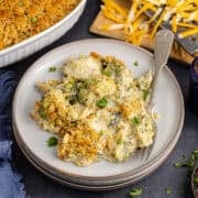 broccoli casserole with Ritz with cheese in the back
