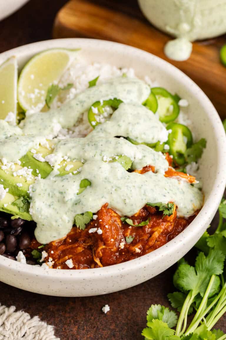 Tinga Rice Chicken Tinga Bowl with Smoky Tinga Sauce - My Rad Kitchen