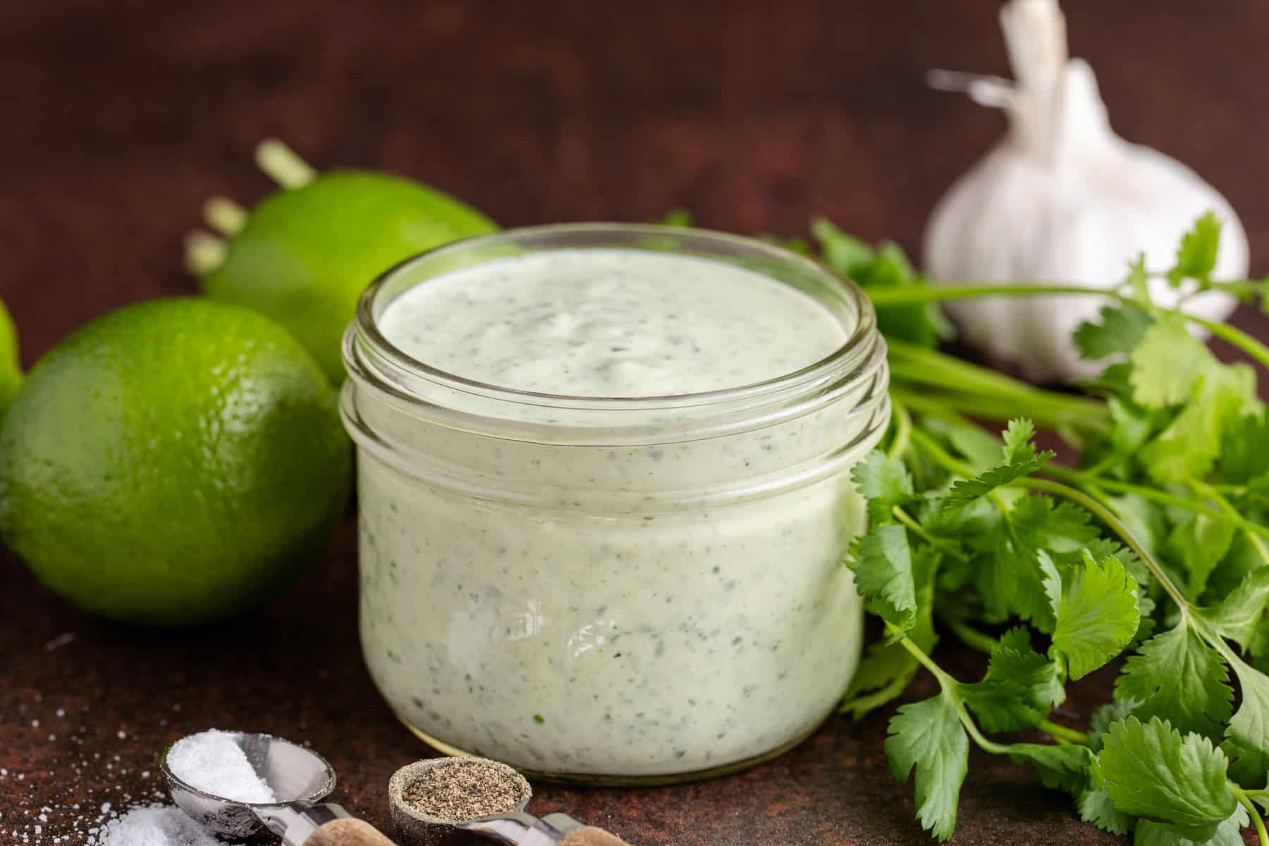 Cilantro Lime Dressing in a jar