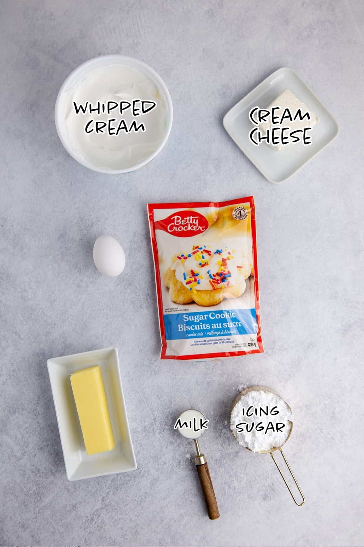 July 4th Cookie Cup Ingredients on a counter