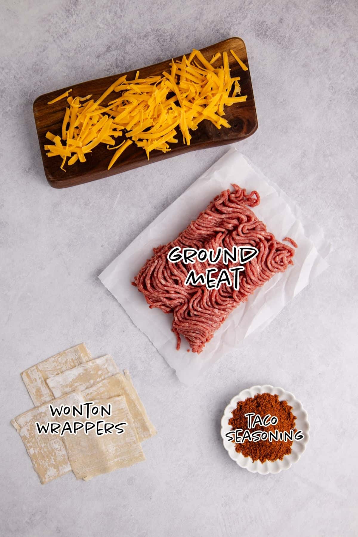 Mini Taco Cups Ingredients on a counter