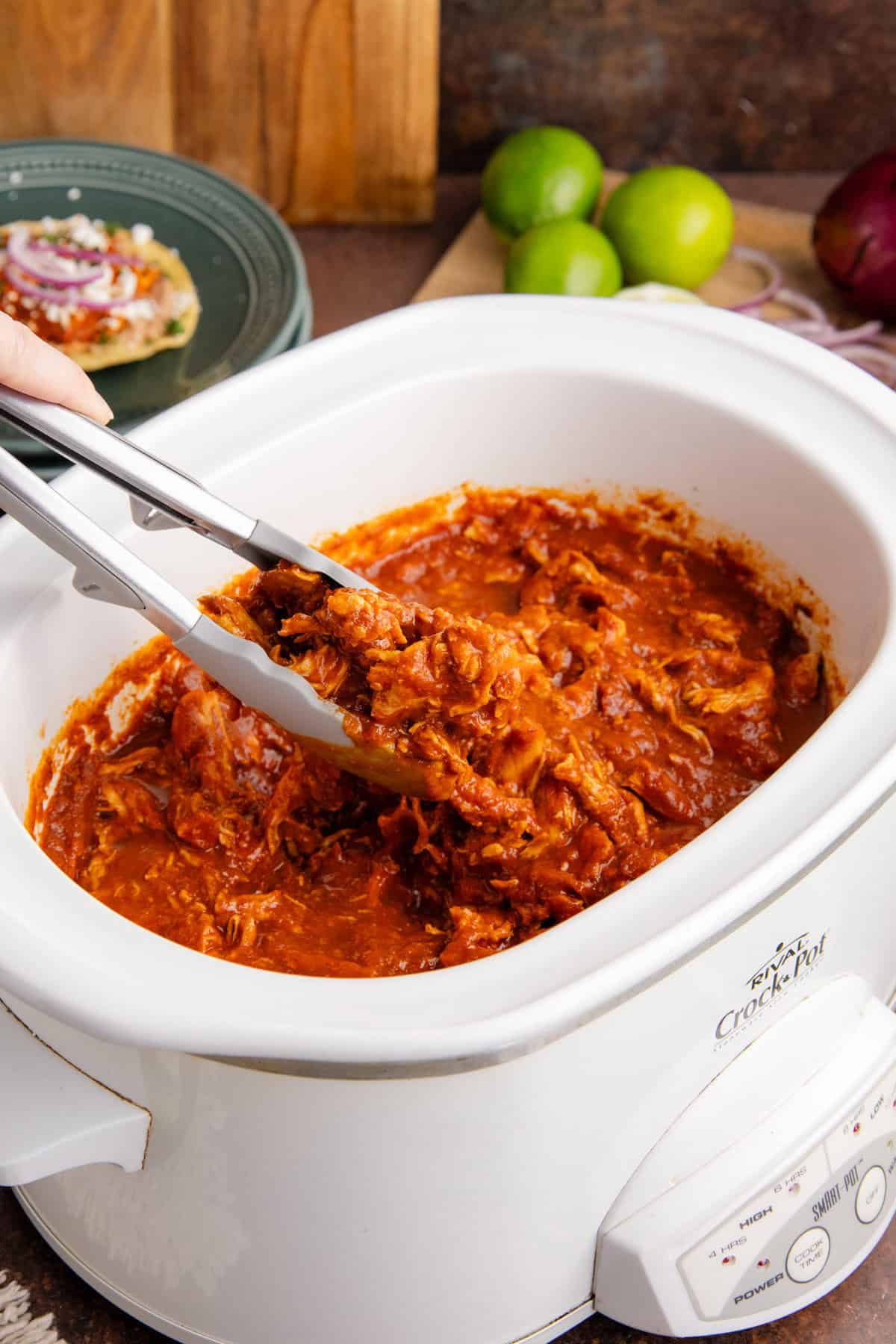 Tostados de Tinga in a slow cooker