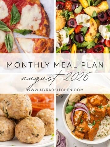 Monthly Meal Plan August 2026 Image Collage