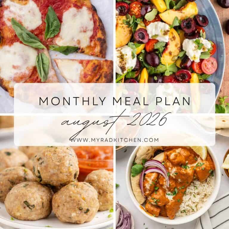 Monthly Meal Plan August 2026 Image Collage