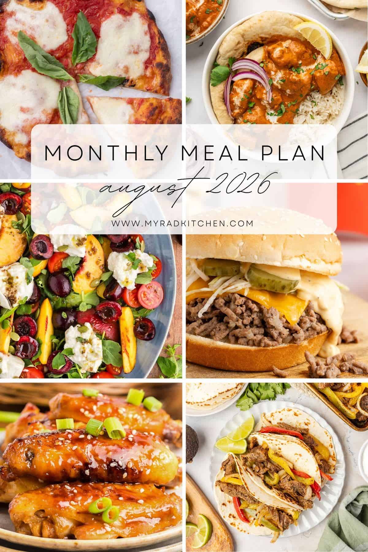 Monthly Meal Plan August 2026 Image Collage