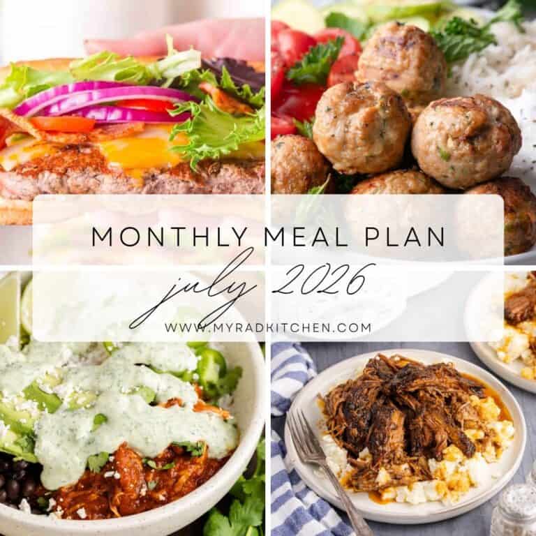 Monthly Meal Plan July 2026 Image Collage