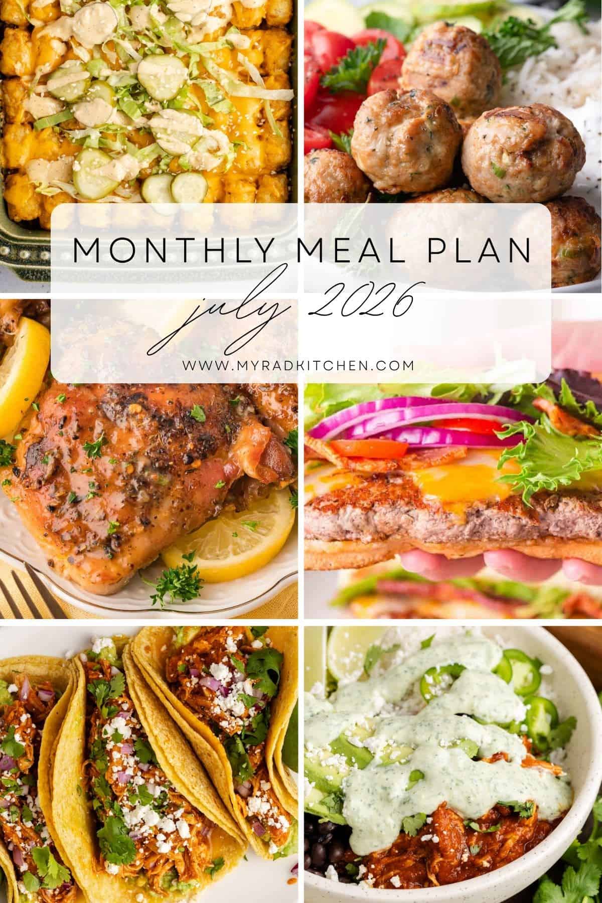 Monthly Meal Plan July 2026 Image Collage