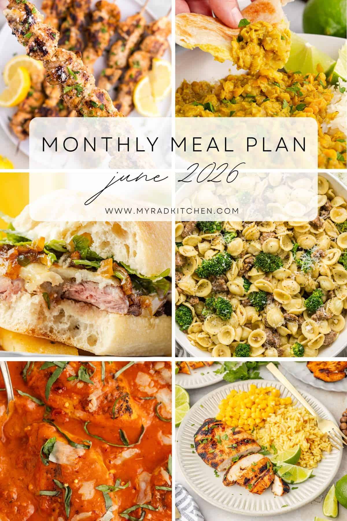 Monthly Meal Plan June 2026 Image Collage