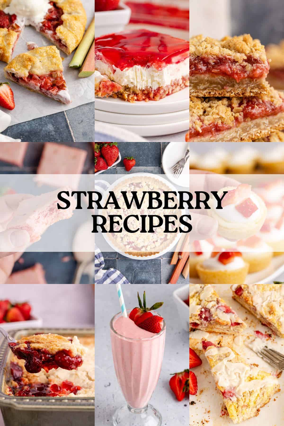 Collage of Images for a Strawberry Recipe Round up