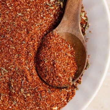 Blackening Seasoning up close on a wooden spoon