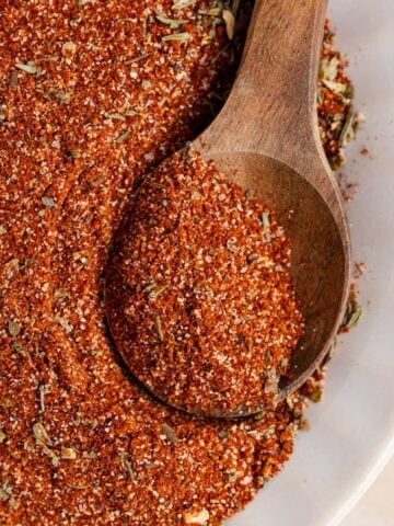 Blackening Seasoning up close on a wooden spoon