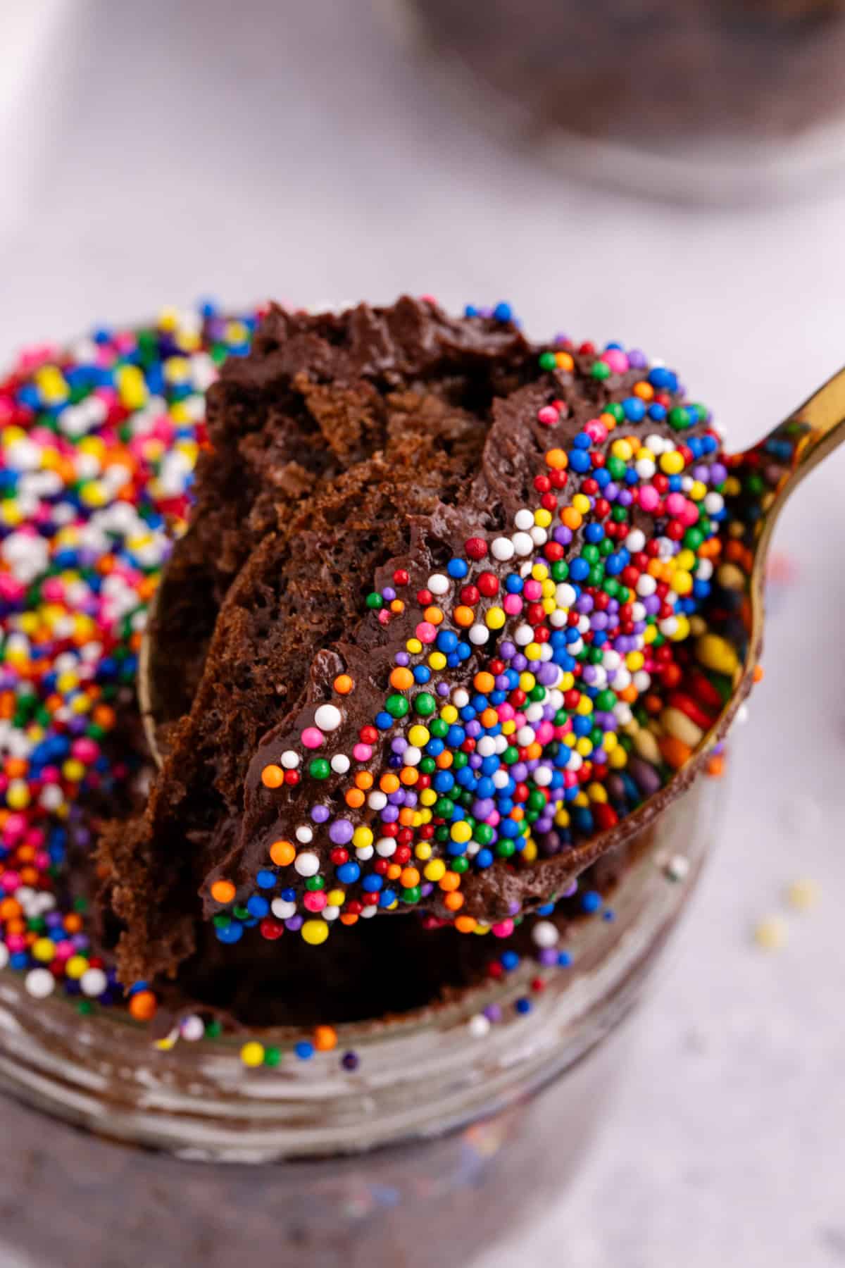 Chocolate Viral Dot Cake with a scoop on a spoon
