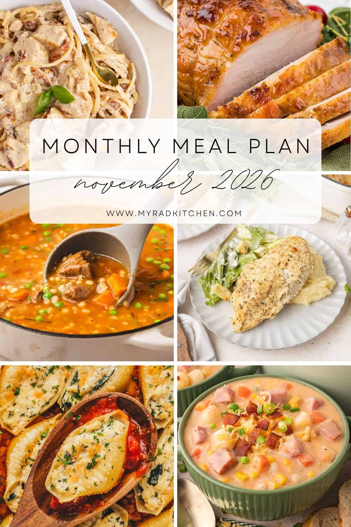 Monthly Meal Plan November 2026 Image Collage
