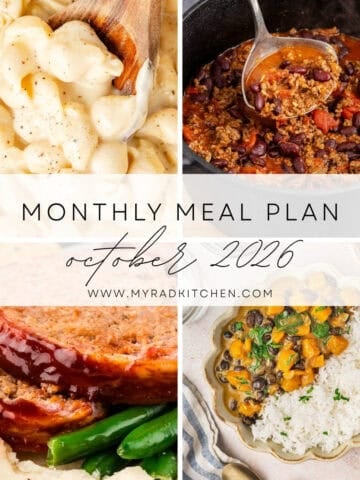 Monthly Meal Plan October 2026 Image Collage