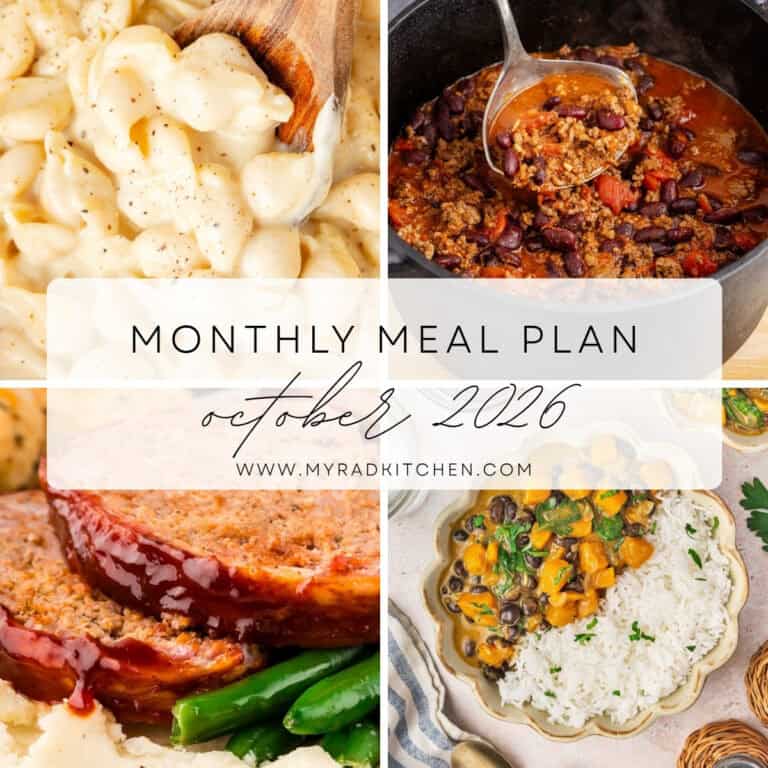 Monthly Meal Plan October 2026 Image Collage