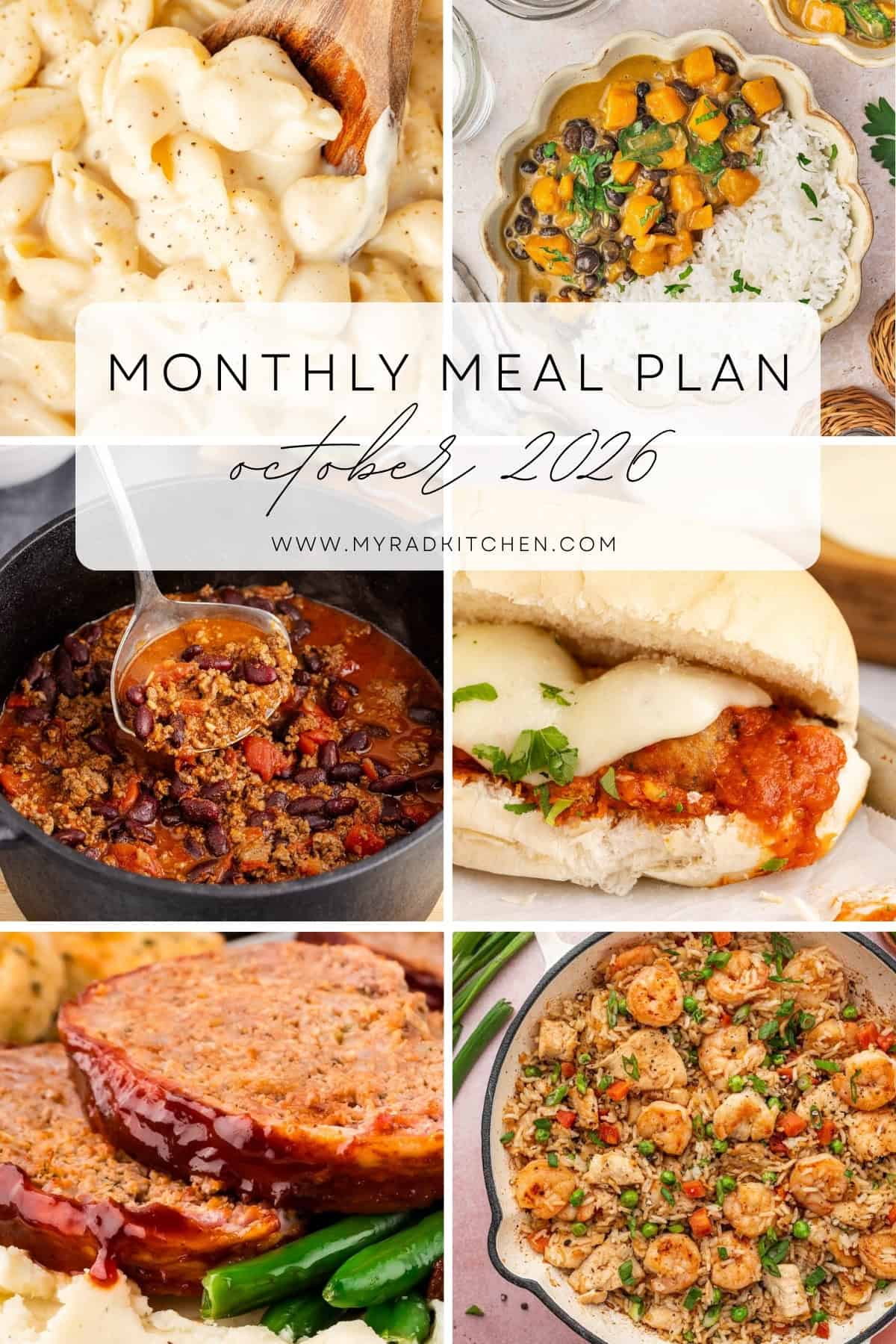 Monthly Meal Plan October 2026 Image Collage