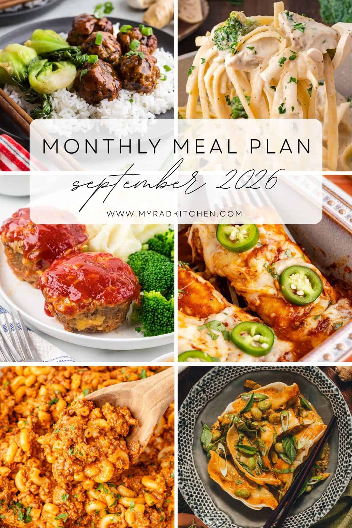 Monthly Meal Plan September 2026 Image Collage