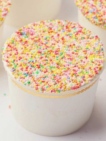 Viral Dot Cake in Cups with rainbow sprinkles