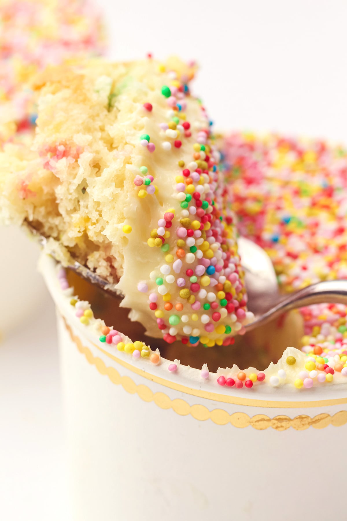 Viral Dot Cake being spooned up close