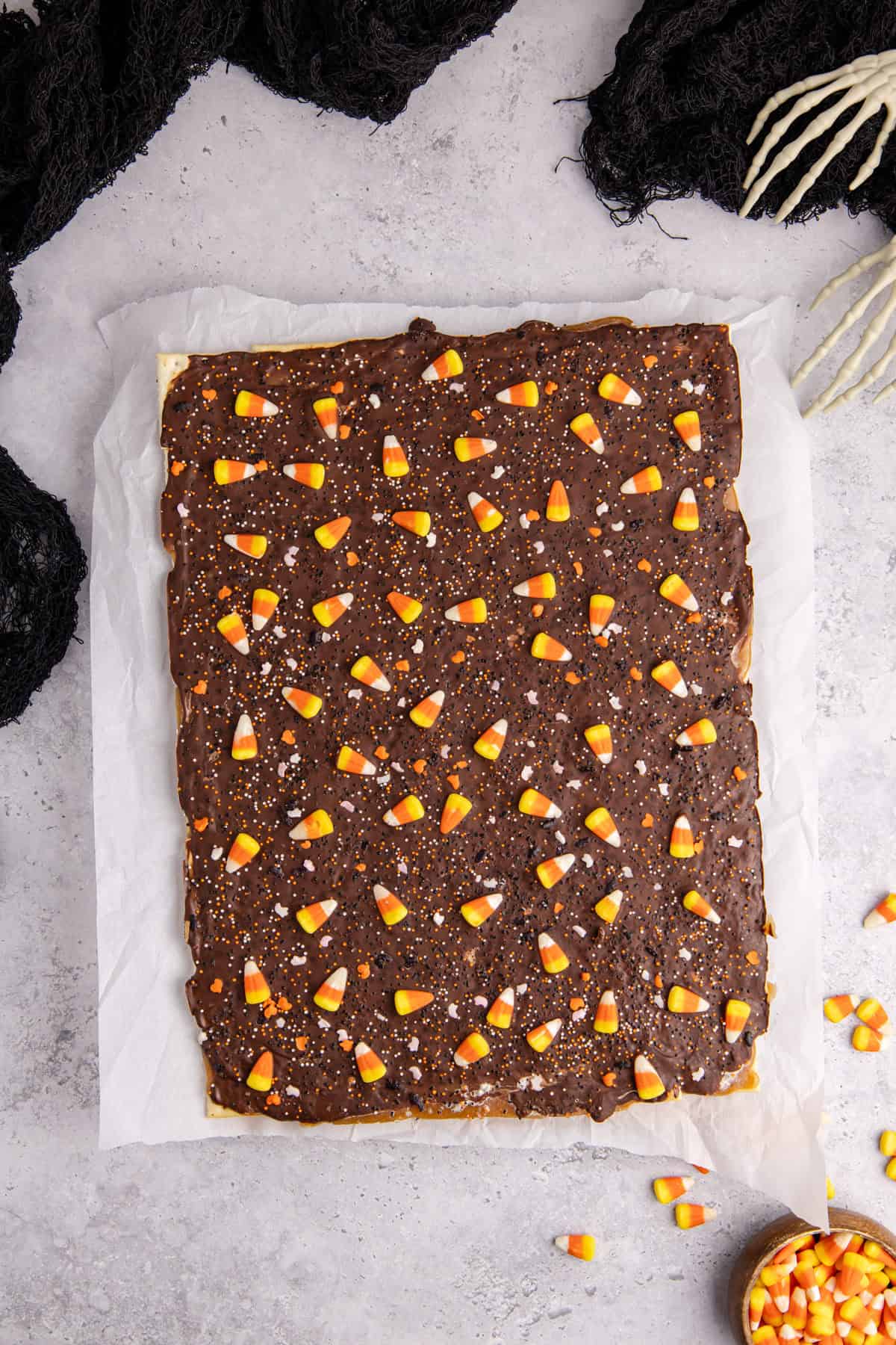 Halloween Crack finished with candy corn and sprinkles from above