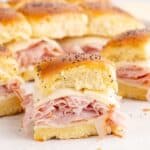 ham and swiss cheese on hawaiian roll buns