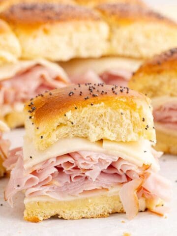 ham and swiss cheese on hawaiian roll buns