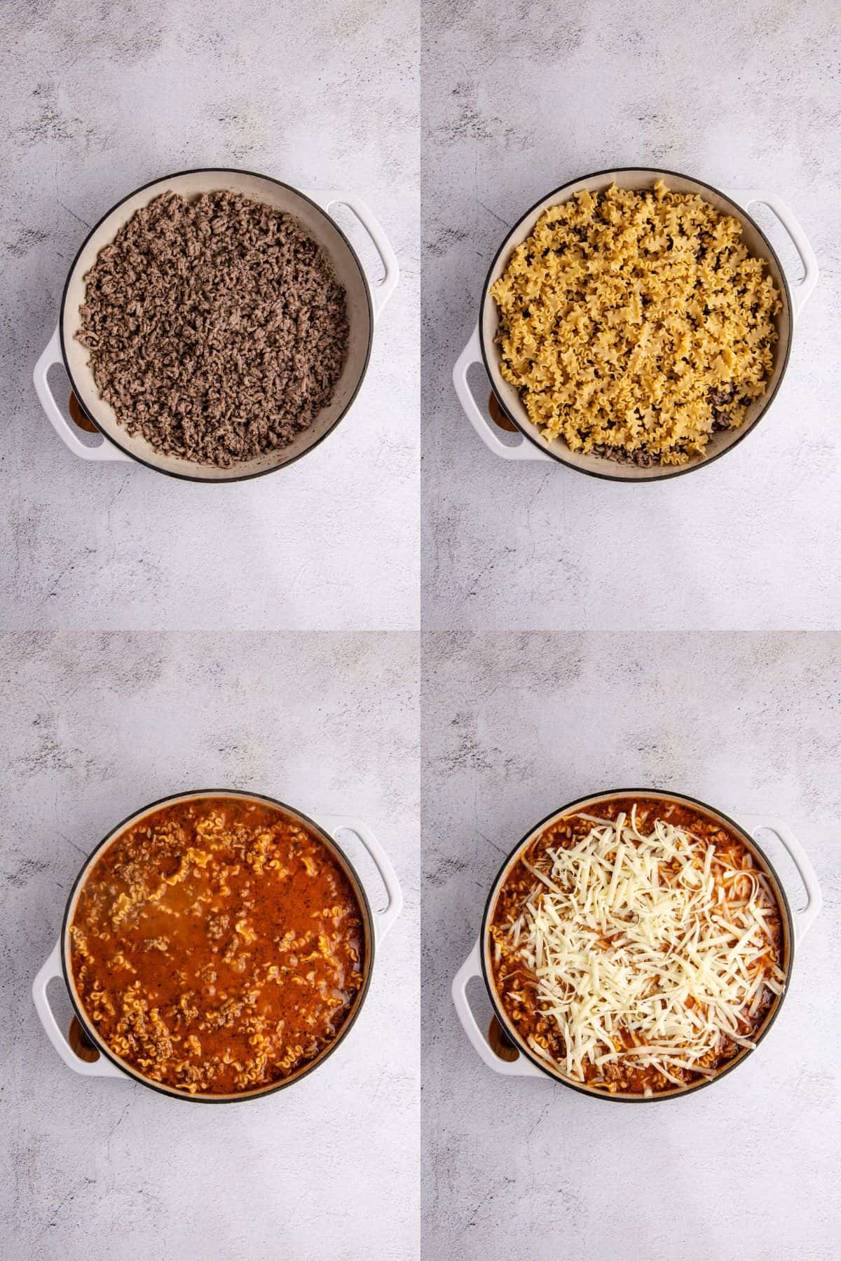 process of making one pan lazy lasagna