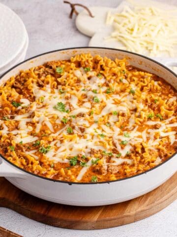 One Pan Lazy Lasagna in large cast iron skillet