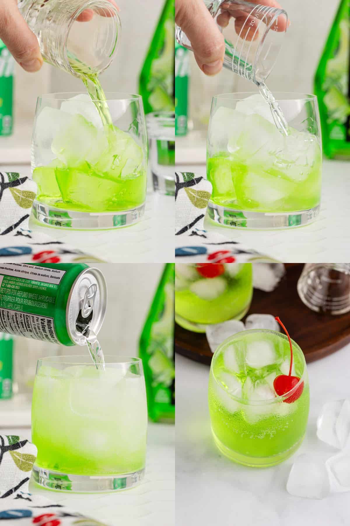 Grinch Cocktail Mixed Over Ice with Sprite