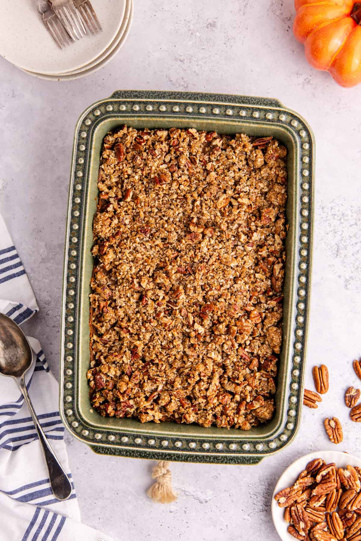 Sweet Potato Casserole with Pumpkin from above baked