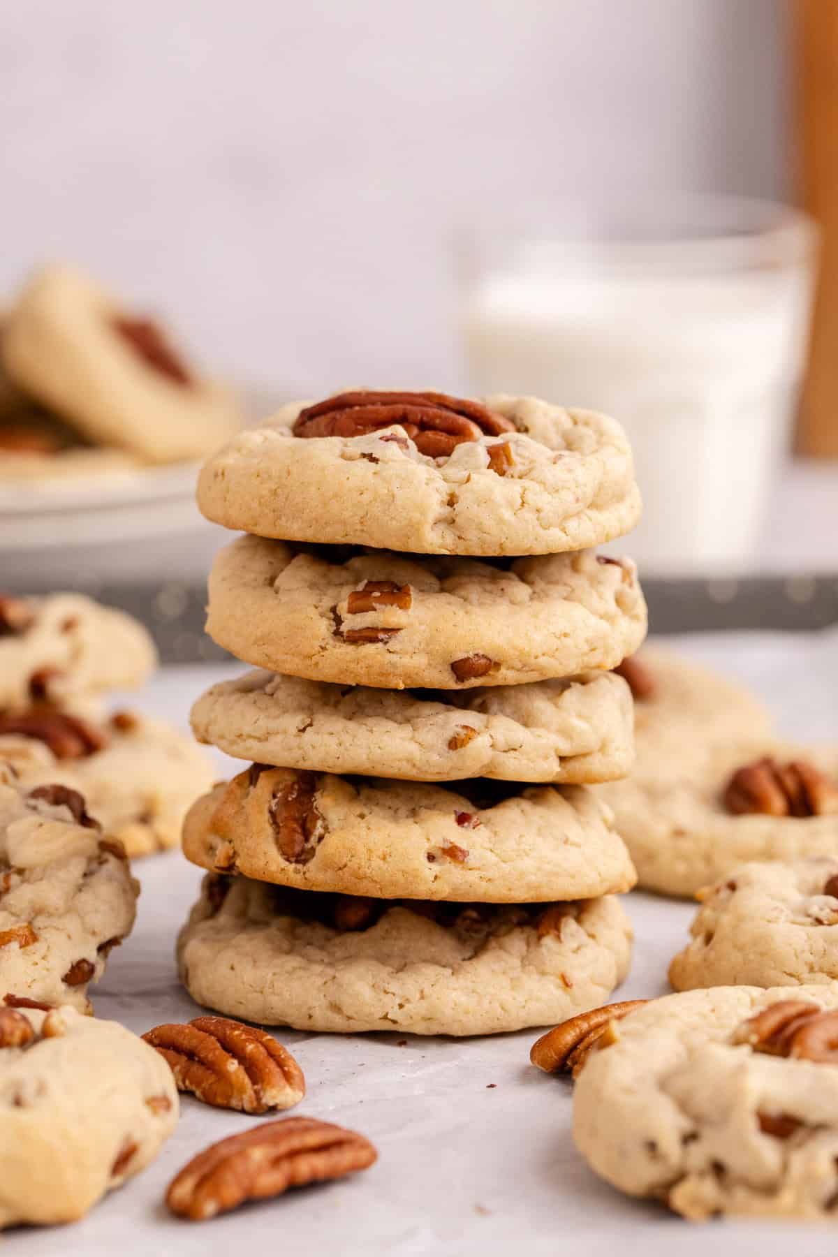 Butter Pecan Cake Mix Cookies stacked